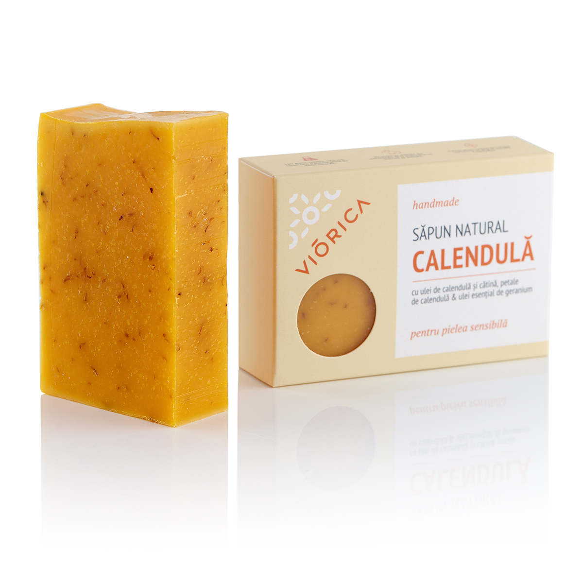 Săpun natural handmade calendulă pentru piele sensibilă viorica, 105 gr